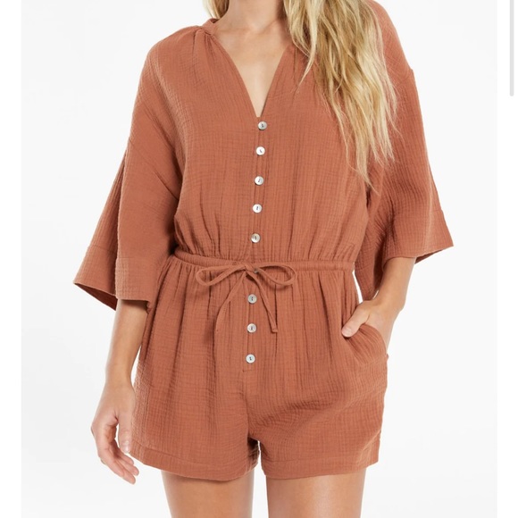 Z Supply Pants & Jumpsuits Z Supply Gauze Romper Medium Poshmark